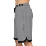 A&N Logo (Yellow) Basketball Rib Shorts (AOP) -  Grey