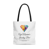 AJB Logo Ayemorenas Jewelry Box - Stare - AOP Tote Bag - White