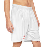 A&N Logo (Red) Men's Basketball Shorts - White
