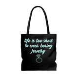 AJB Logo Ayemorenas Jewelry Box - Boring Jewelry - AOP Tote Bag - Black