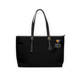 AJB Logo PU Leather Shoulder Bag - Black