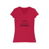 I Am Woman Jersey Short Sleeve V-Neck Tee