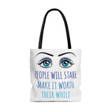 AJB Logo Ayemorenas Jewelry Box - Stare - AOP Tote Bag - White