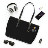 AJB Logo PU Leather Shoulder Bag - Black