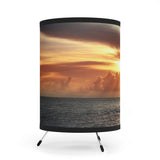 STP Tripod Lamp - Hawaiian Sunset - with High-Res Printed Shade - Brown