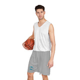 A&N Logo (Teal) Men's Basketball Shorts - Light Grey