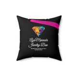 AJB Logo - Aye's Warmie - Spun Polyester Square Pillow - Black