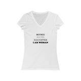 I Am Woman Jersey Short Sleeve V-Neck Tee