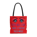 AJB Logo Ayemorenas Jewelry Box - Stare - AOP Tote Bag - Red
