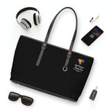 AJB Logo PU Leather Shoulder Bag - Black