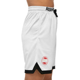 A&N Logo (Red) Basketball Rib Shorts (AOP) -  White